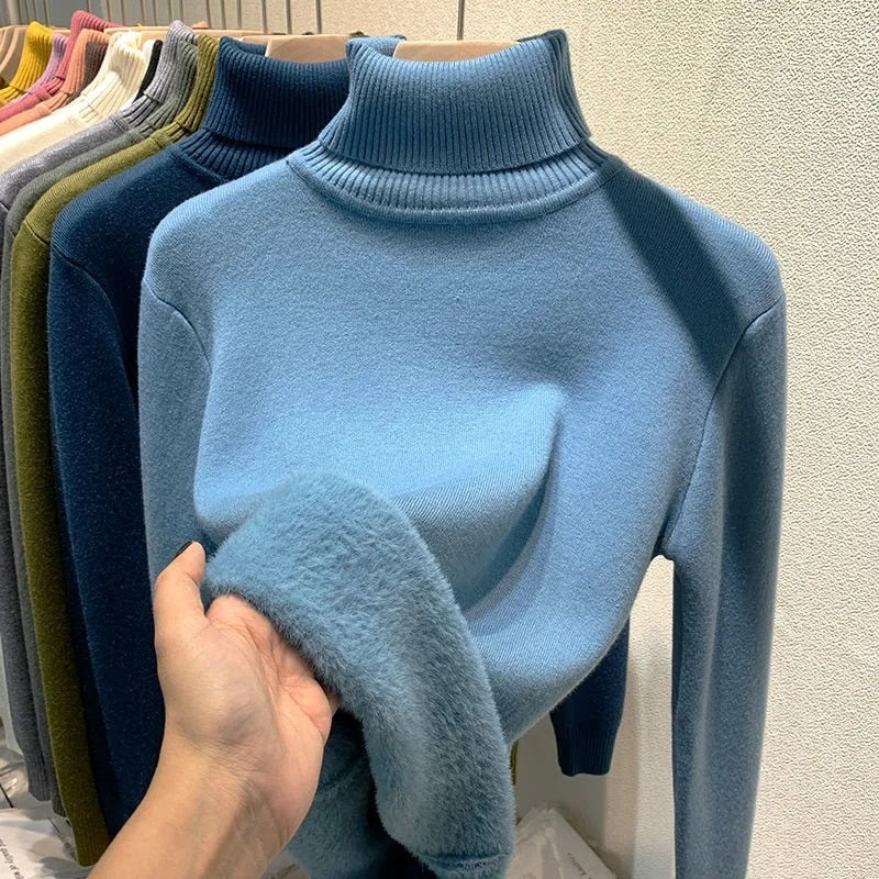 Damen figurbetonter Pullover mit Stehkragen