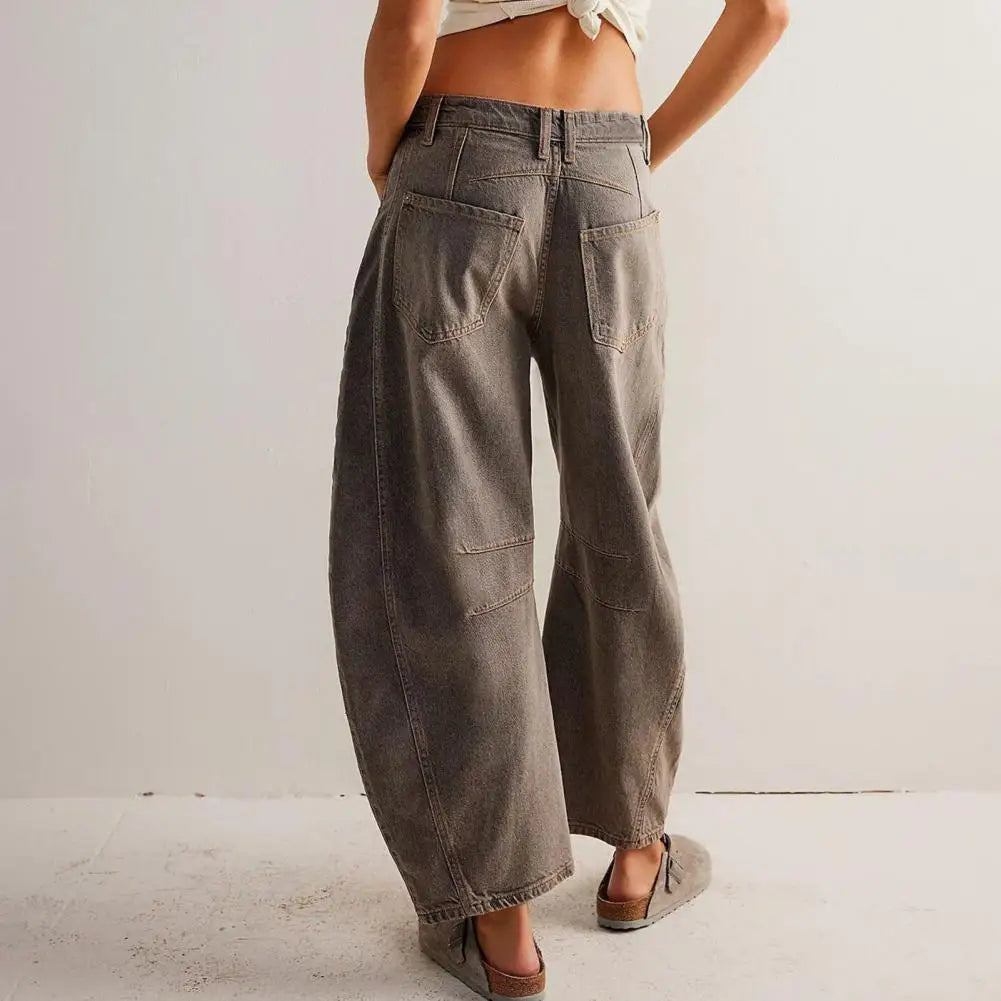 Damen Barrel-Leg-Jeans mit weitem Bein