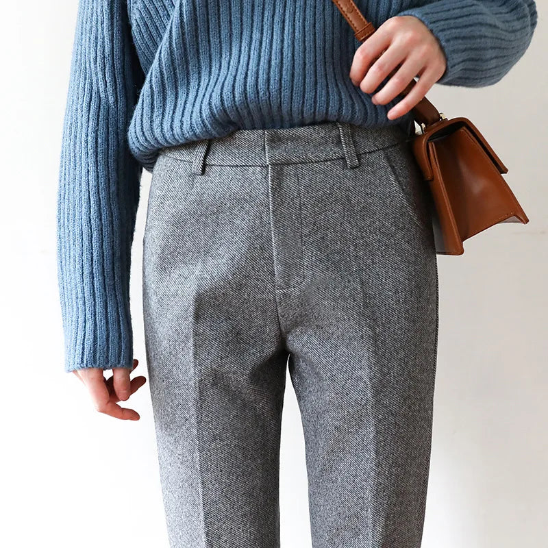 Damen Wollmix-Hose mit hohem Bund