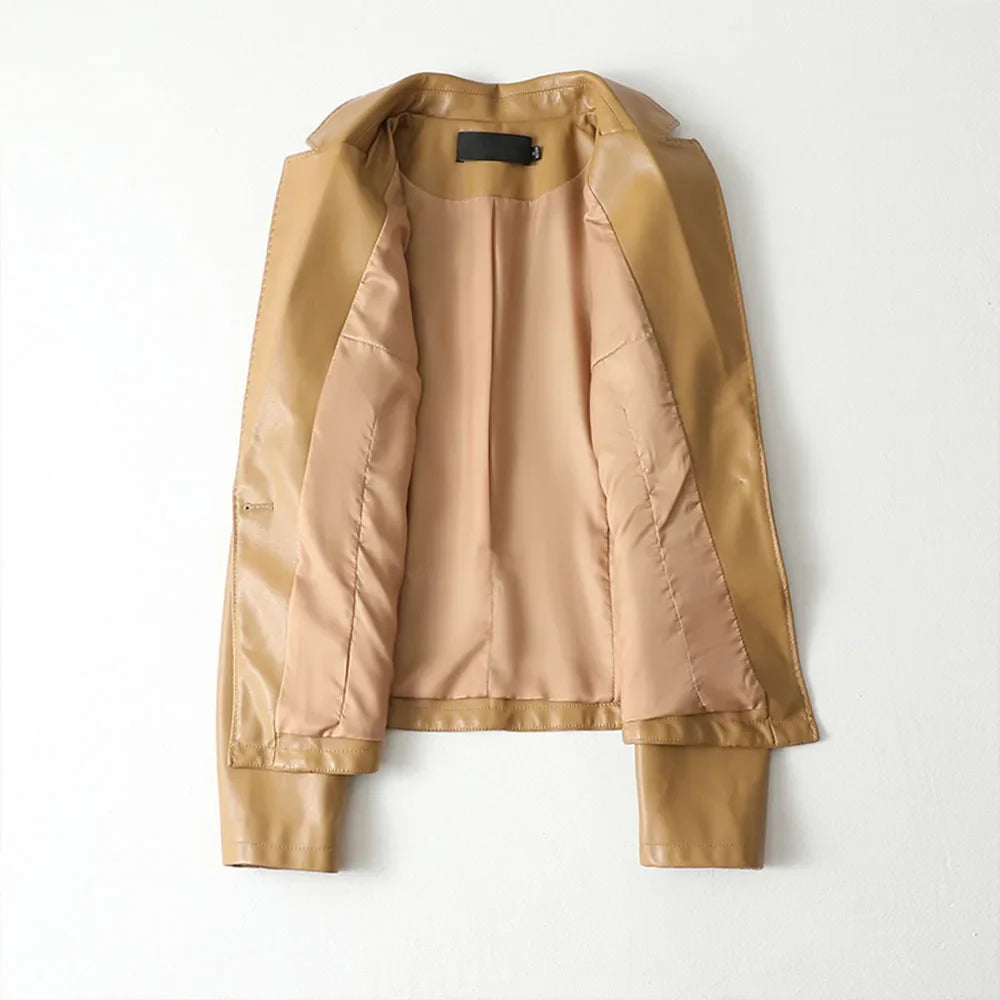 Damen Lammleder-Blazer mit Einzelknopf und Revers