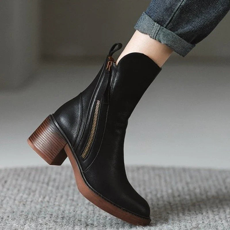 Damen Stiefeletten mit hohem Absatz und Reißverschluss
