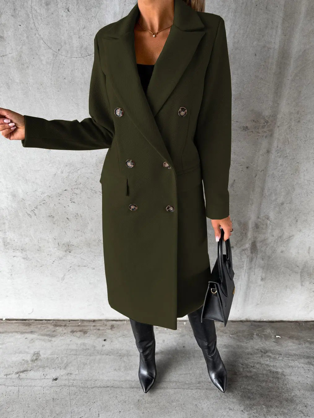 Damen langer Mantel mit tailliertem Schnitt