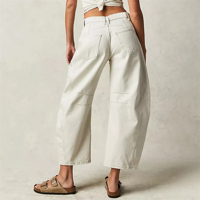 Damen Barrel-Leg-Jeans mit weitem Bein