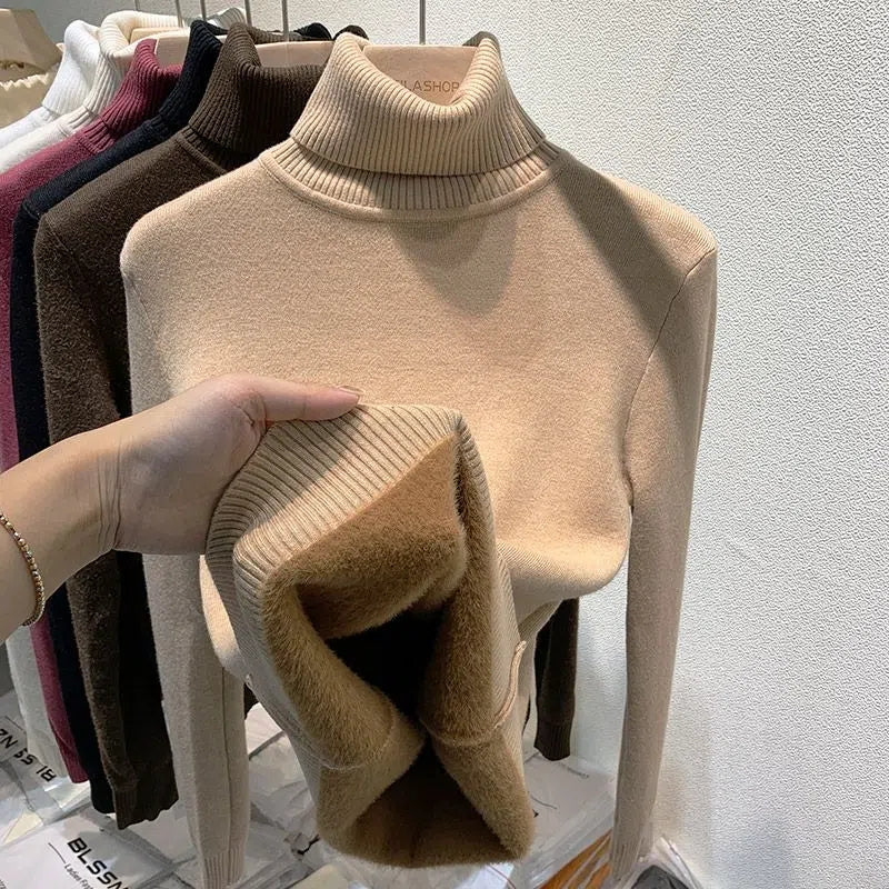 Damen figurbetonter Pullover mit Stehkragen