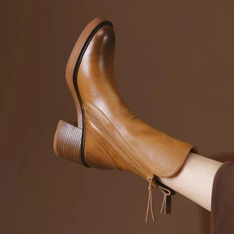 Damen Stiefeletten mit hohem Absatz und Reißverschluss