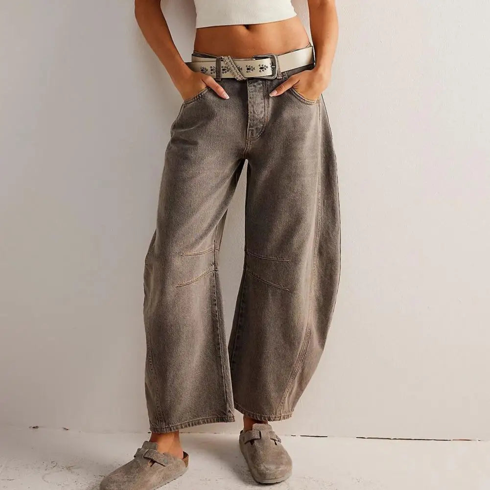 Damen Barrel-Leg-Jeans mit weitem Bein