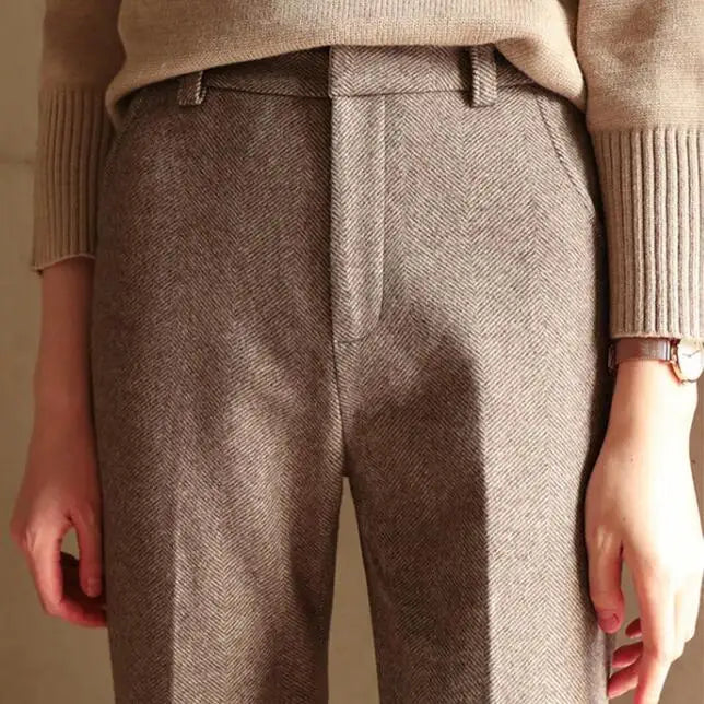 Damen Wollmix-Hose mit hohem Bund