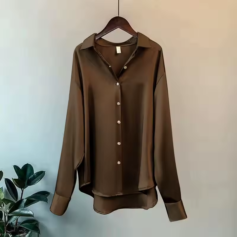 Damen Bluse mit Kragen und langen Ärmeln