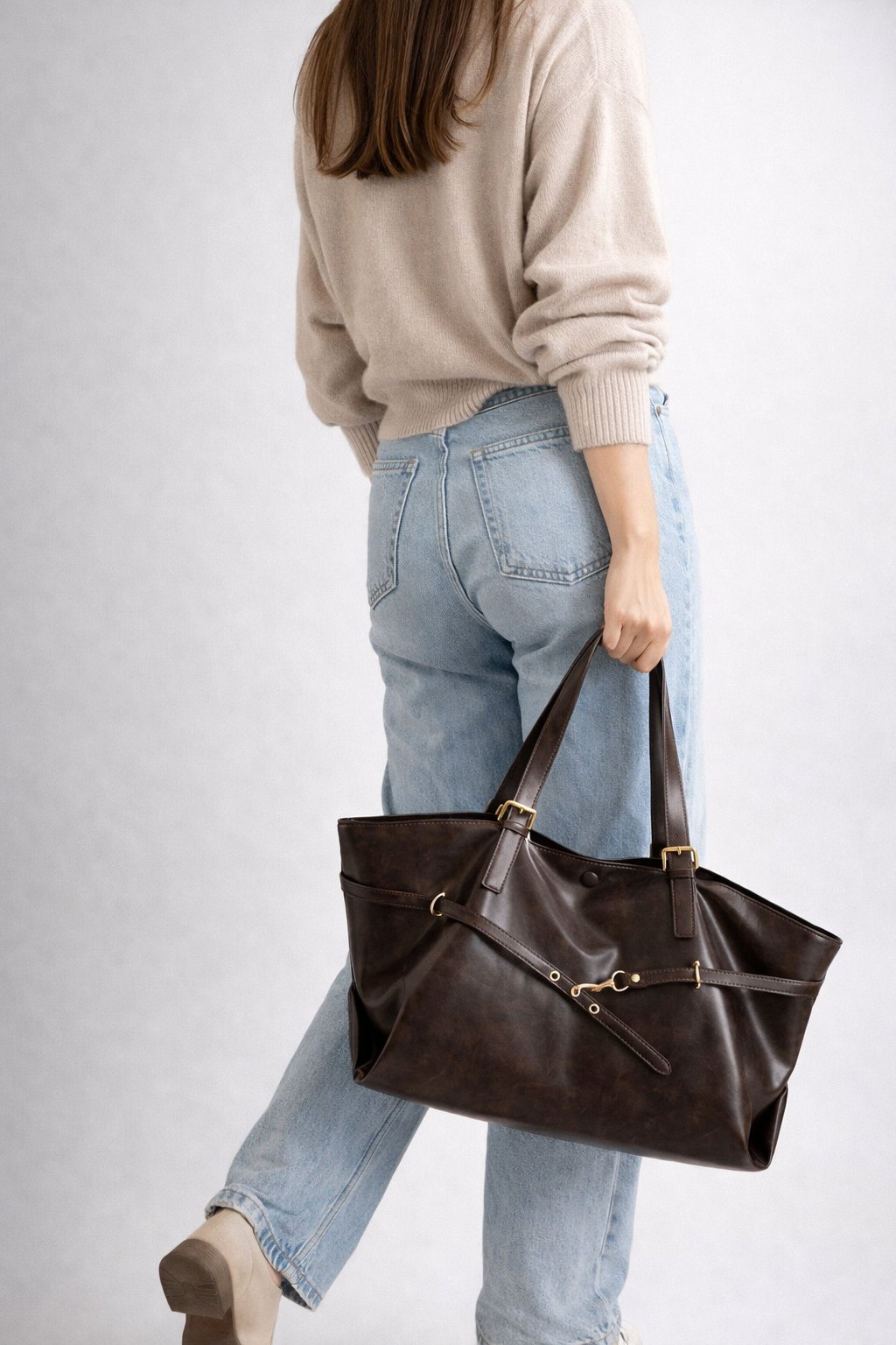 Damen große Tote Bag mit zwei Schulterhenkeln