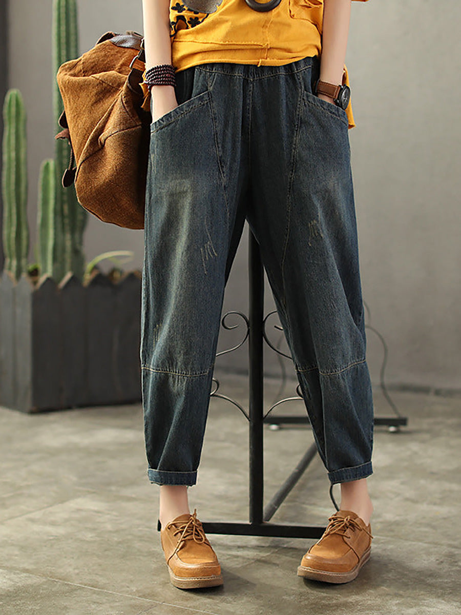 Damen Jeans mit elastischem Bund im Used-Look