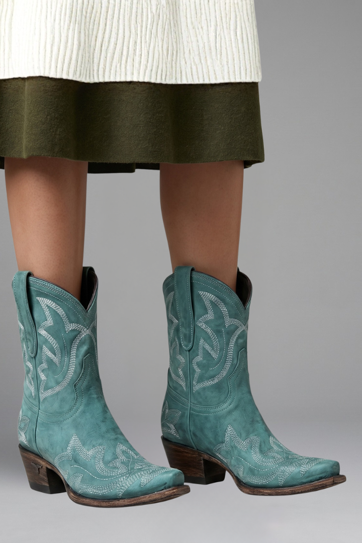 Damen Cowboystiefel aus Leder mit Stickerei