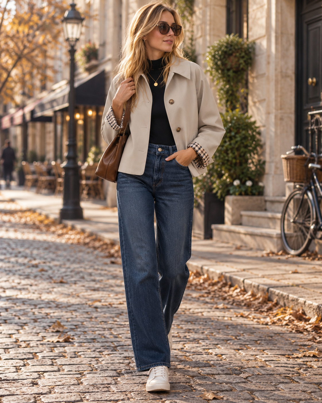 Damen kurze Jacke mit Reverskragen und Knopfleiste