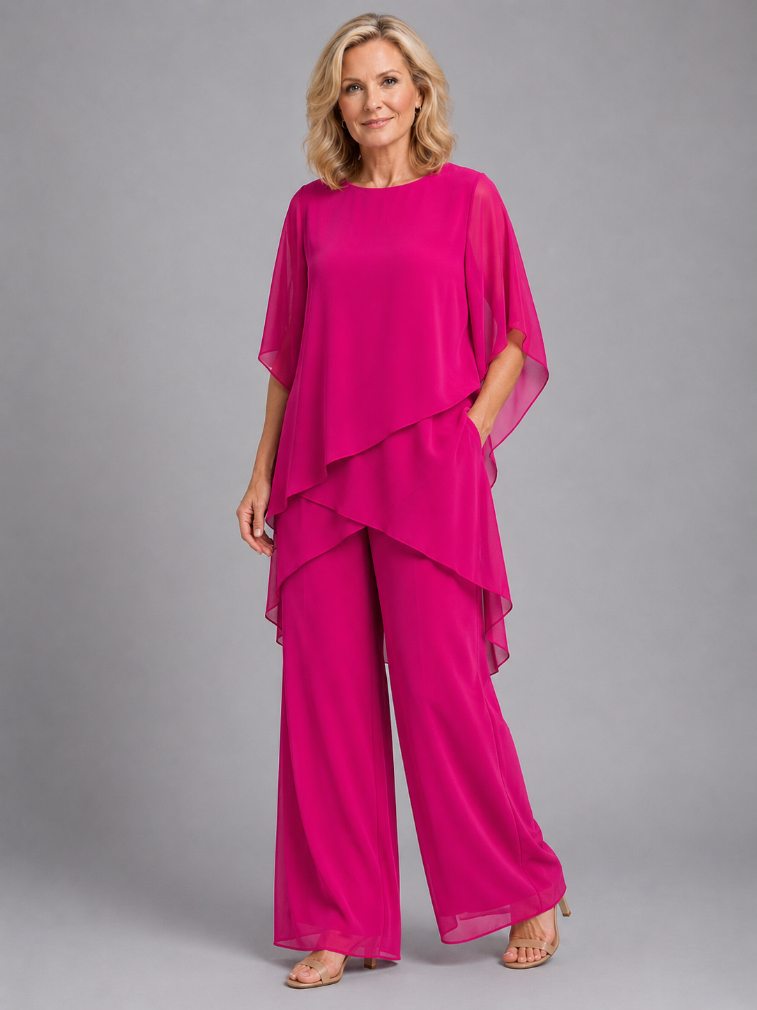 Damen Chiffon-Coord-Set Zweiteiler