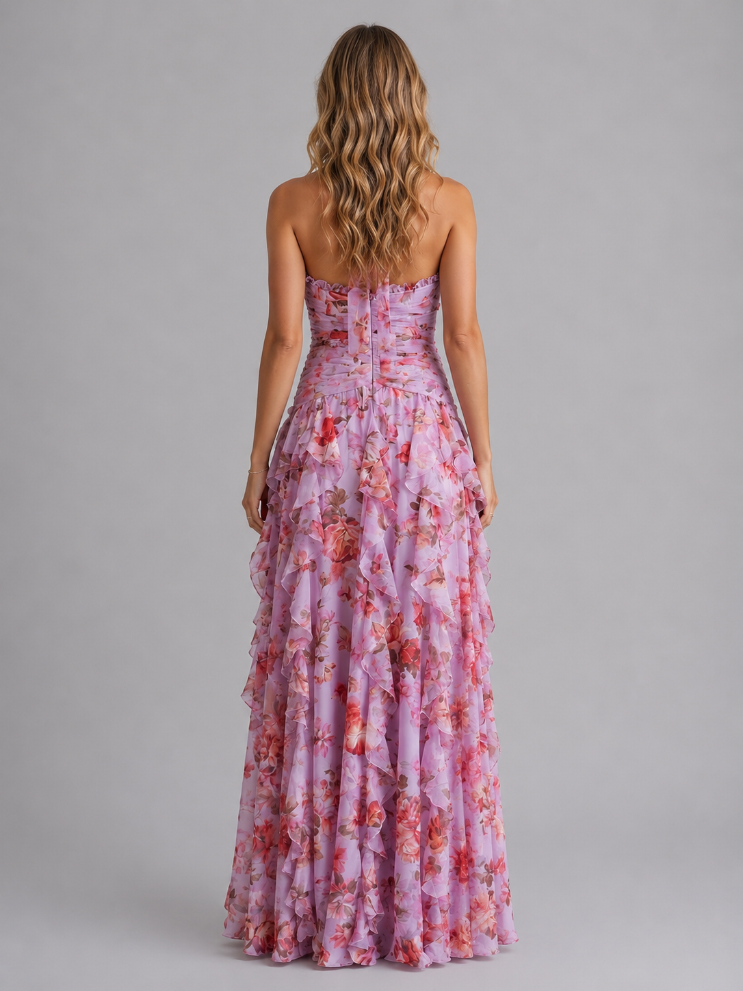 Damen Halter-Maxikleid mit Blumenprint
