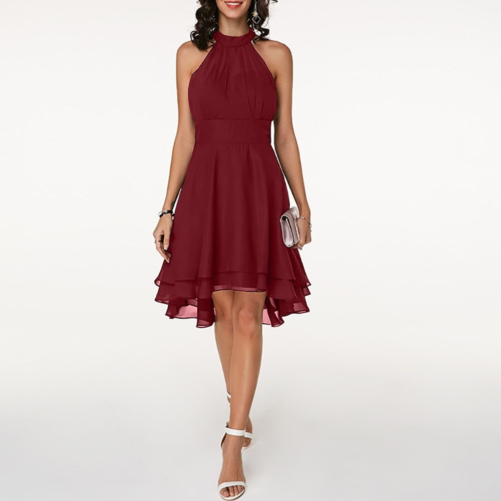 Damen Cocktailkleid midi mit Halterneck