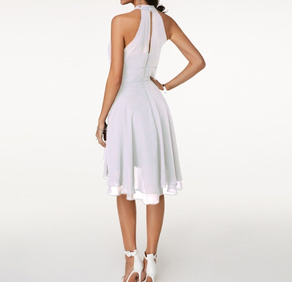 Damen Cocktailkleid midi mit Halterneck