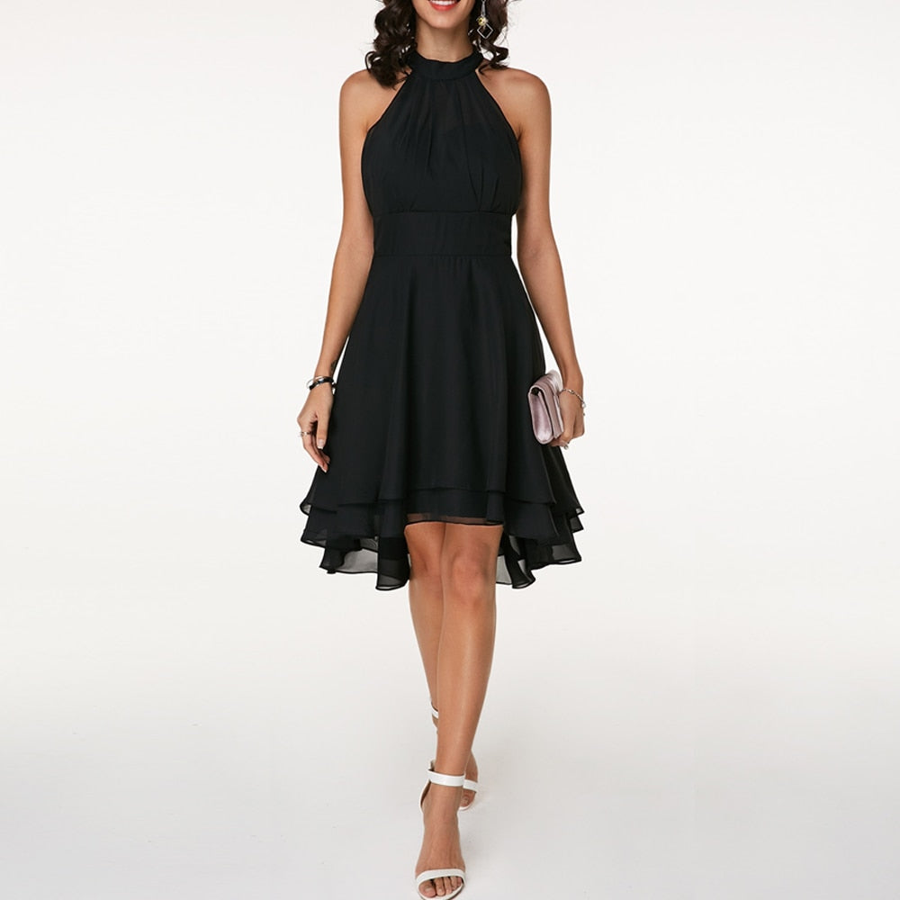 Damen Cocktailkleid midi mit Halterneck
