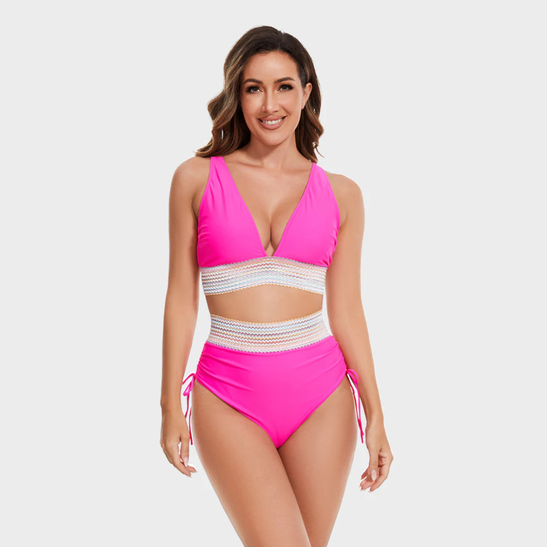 Damen Bikini-Set V-Ausschnitt Bauchkontrolle