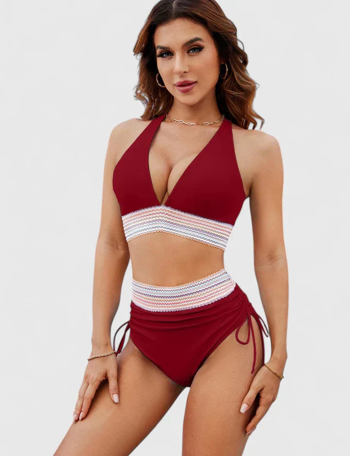 Damen Bikini-Set V-Ausschnitt Bauchkontrolle
