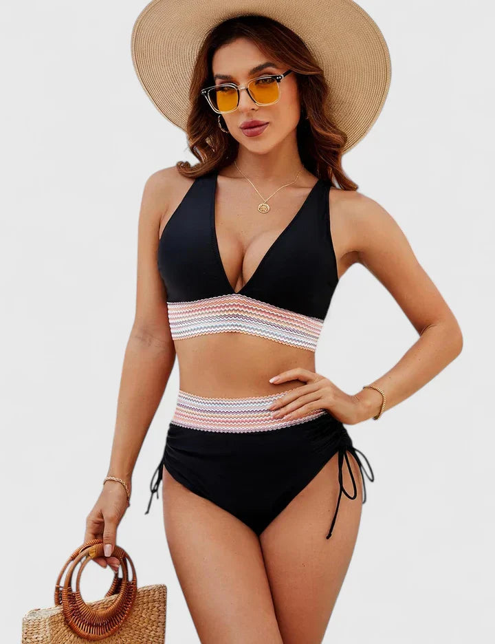 Damen Bikini-Set V-Ausschnitt Bauchkontrolle