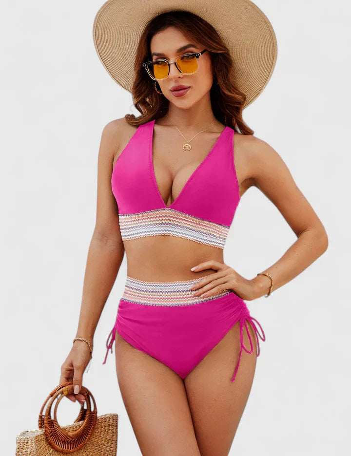 Damen Bikini-Set V-Ausschnitt Bauchkontrolle