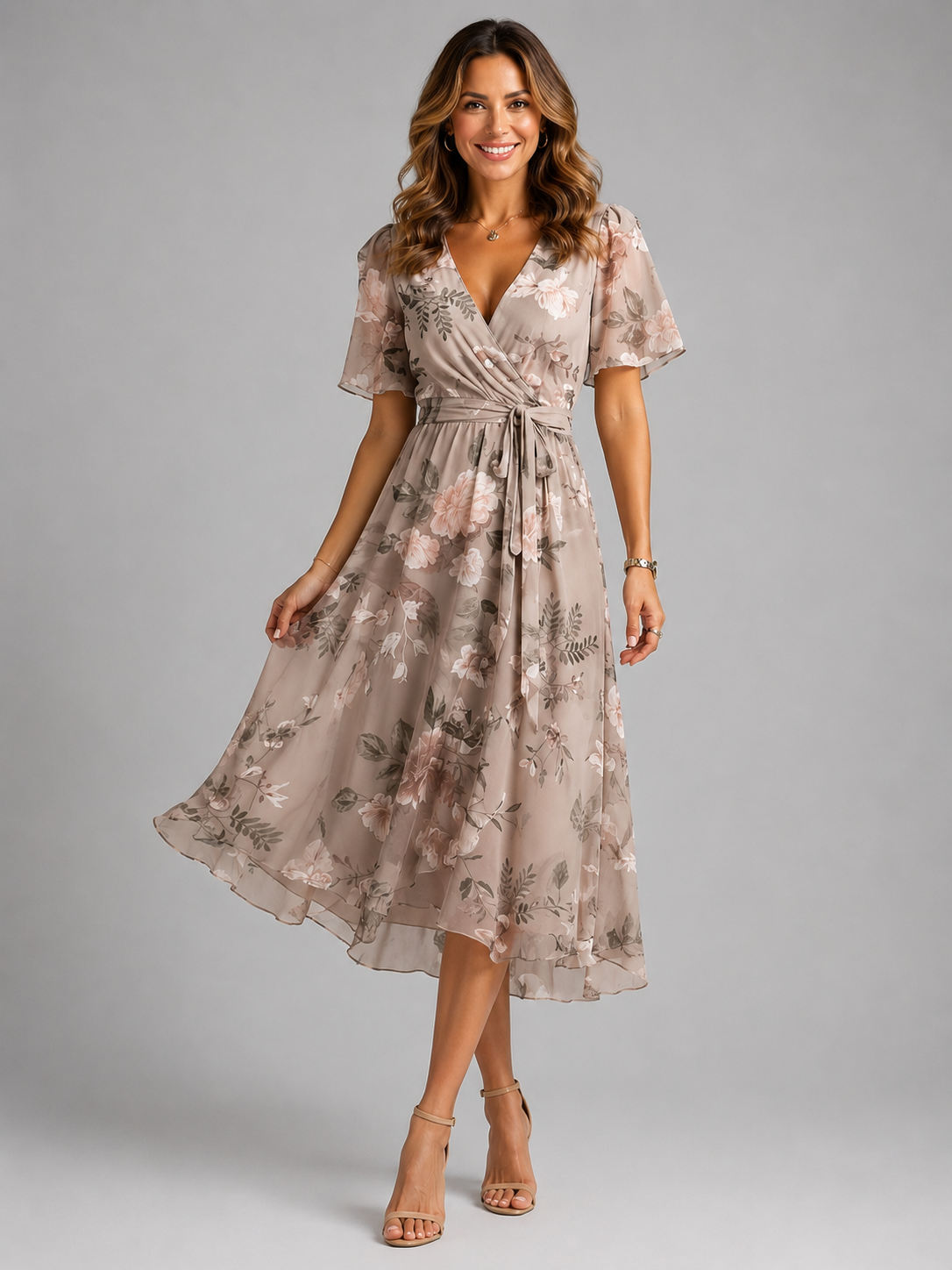 Damen Sommerkleid mit V-Ausschnitt
