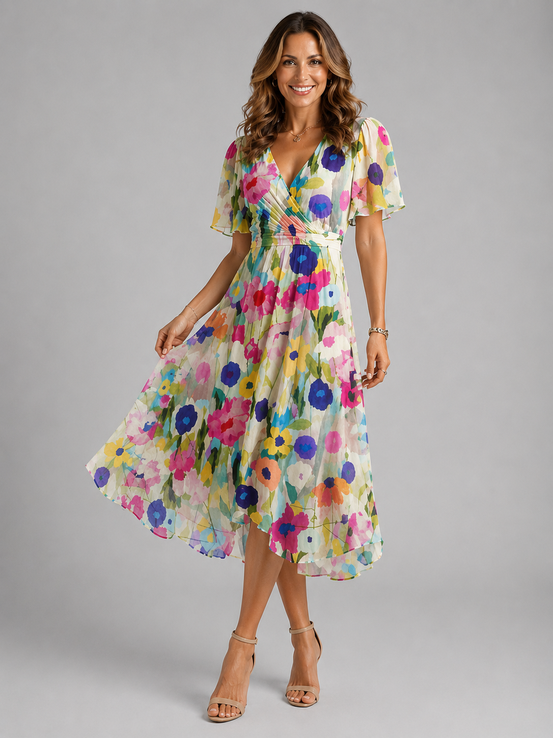 Damen Sommerkleid mit V-Ausschnitt