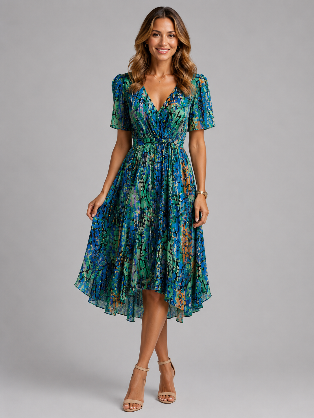 Damen Sommerkleid mit V-Ausschnitt