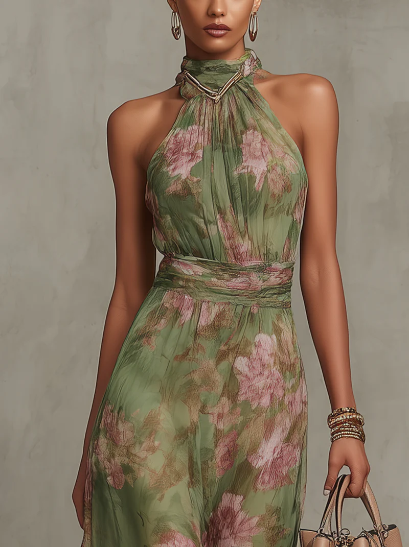 Damen Maxikleid Blumenprint Sommer