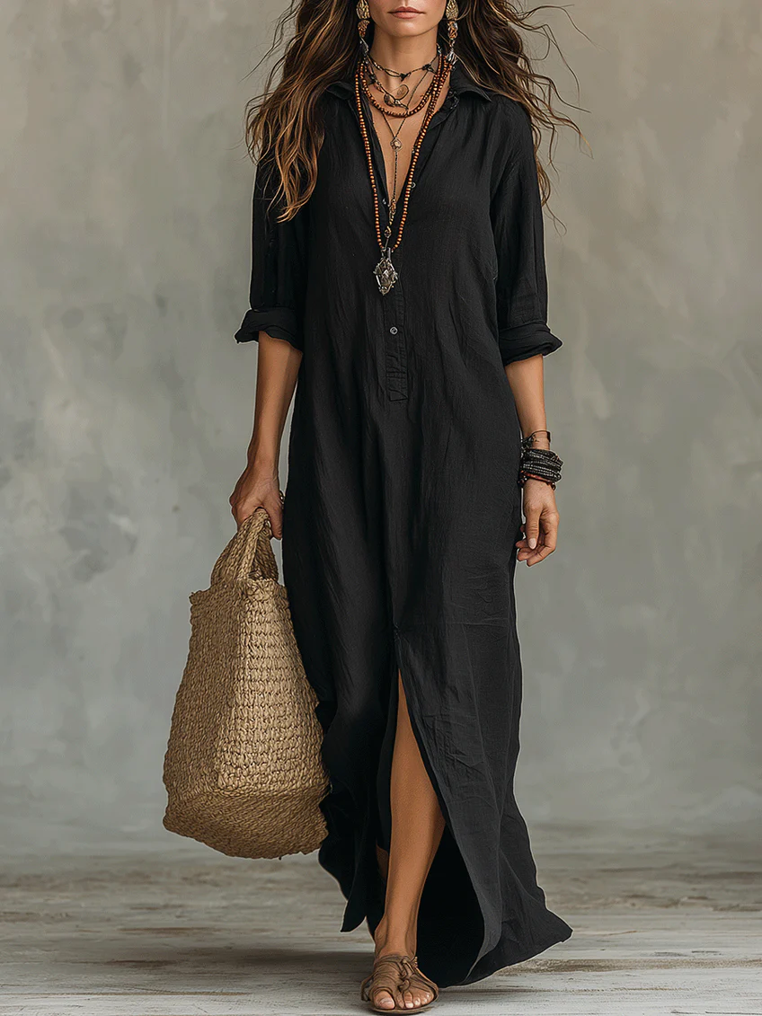 Damen Festliches Langarm Maxikleid