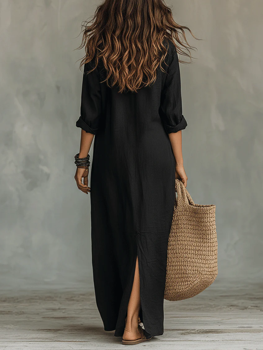 Damen Festliches Langarm Maxikleid