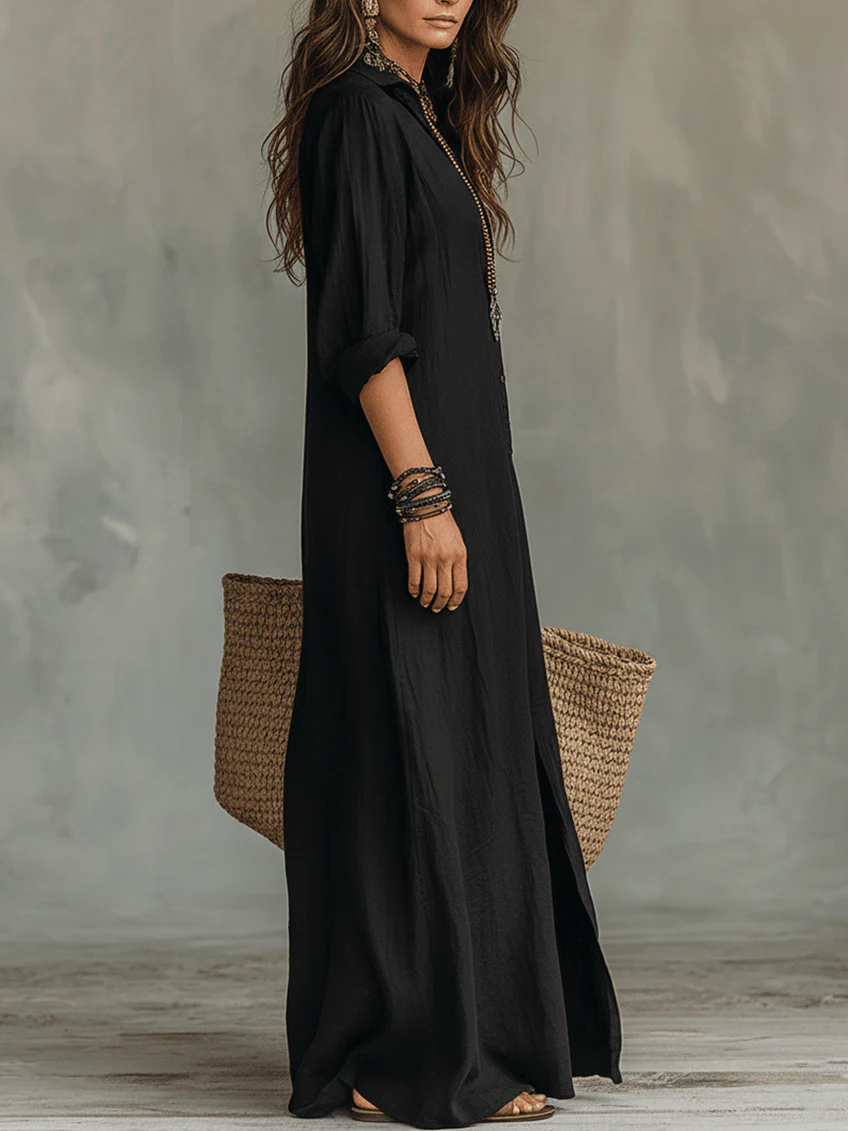 Damen Festliches Langarm Maxikleid