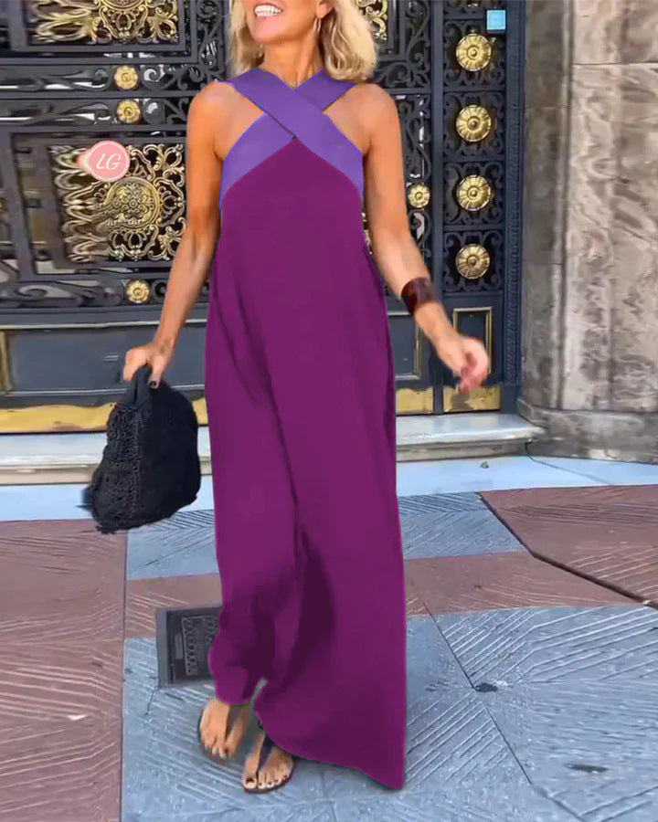 Damen Maxikleid mit gekreuztem Ausschnitt