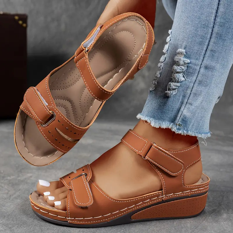 Damen orthopädische Ledersandalen mit Fußbett