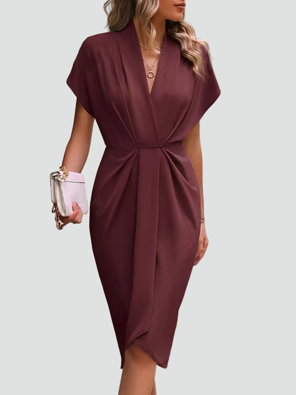 Damen Cocktailkleid midi figurbetont mit V-Ausschnitt