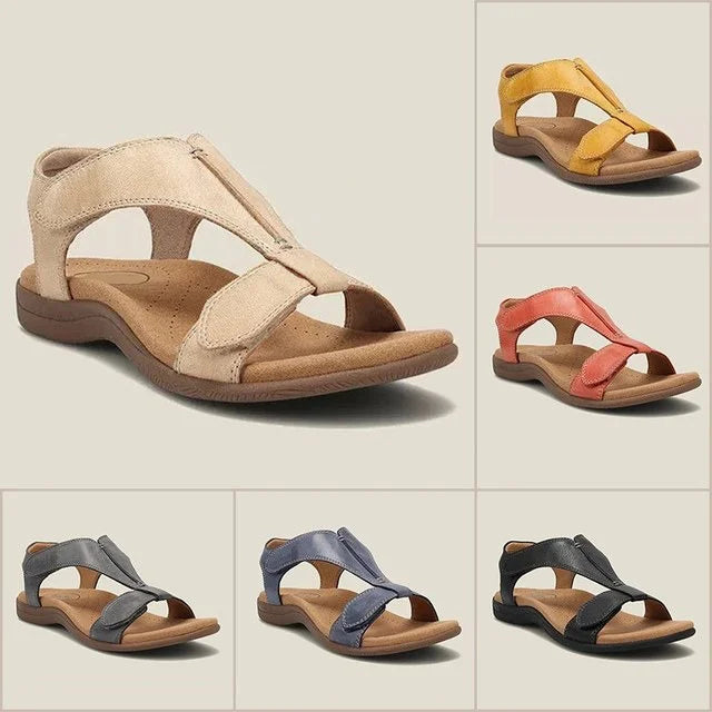 Damen orthopädische Ledersandalen mit verstellbarem Riemen