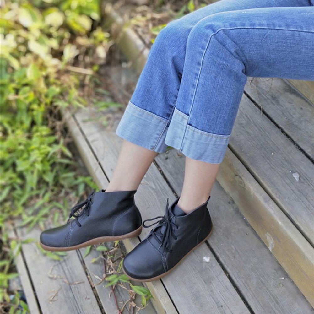 Damen Schnürstiefeletten mit Rundkappe im Retro-Stil