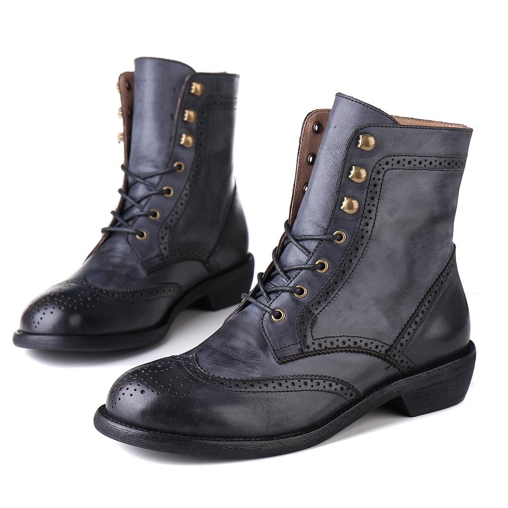 Damen Brogue-Schnürstiefeletten mit spitzer Zehenpartie