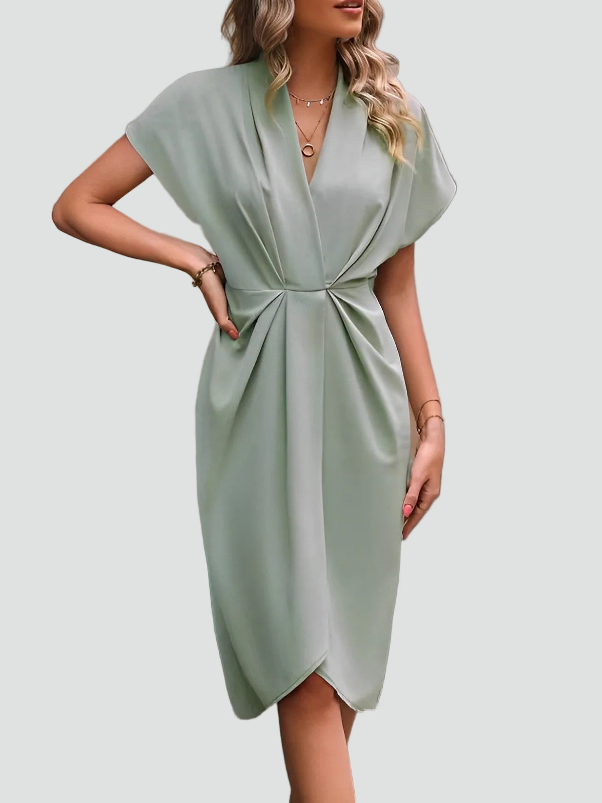 Damen Cocktailkleid midi figurbetont mit V-Ausschnitt