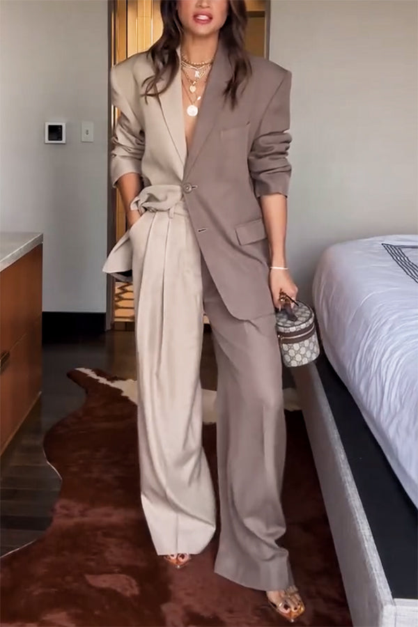 Damen Oversized-Blazer-Set mit Weitbein-Hose