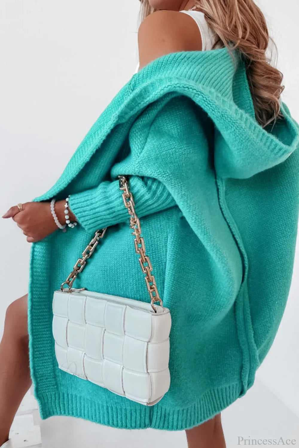 Damen Strickjacke mit Reverskragen und Farbblock-Muster