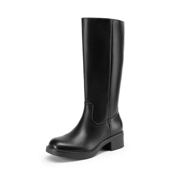 Damen Kniestiefel mit eckiger Zehenpartie und Reißverschluss