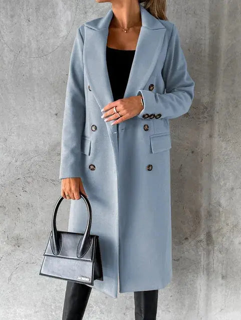 Damen langer Mantel mit tailliertem Schnitt