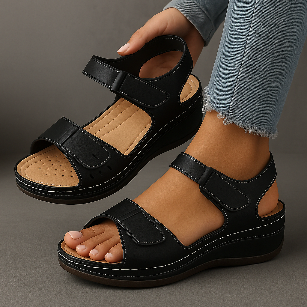 Damen orthopädische Ledersandalen mit Fußbett