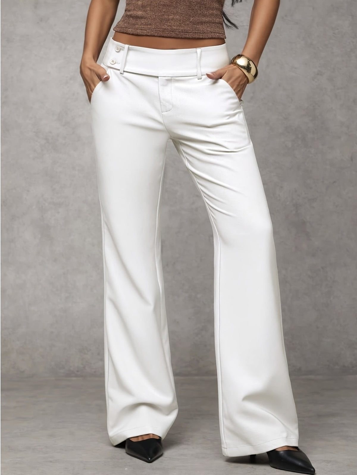 Damen hochtaillierte Hose mit geradem Bein