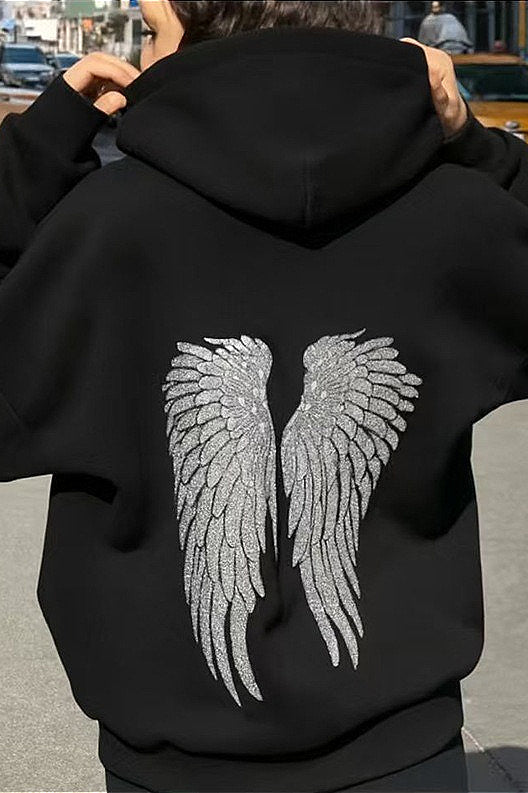 Damen Hoodie mit Pailletten und langen Ärmeln