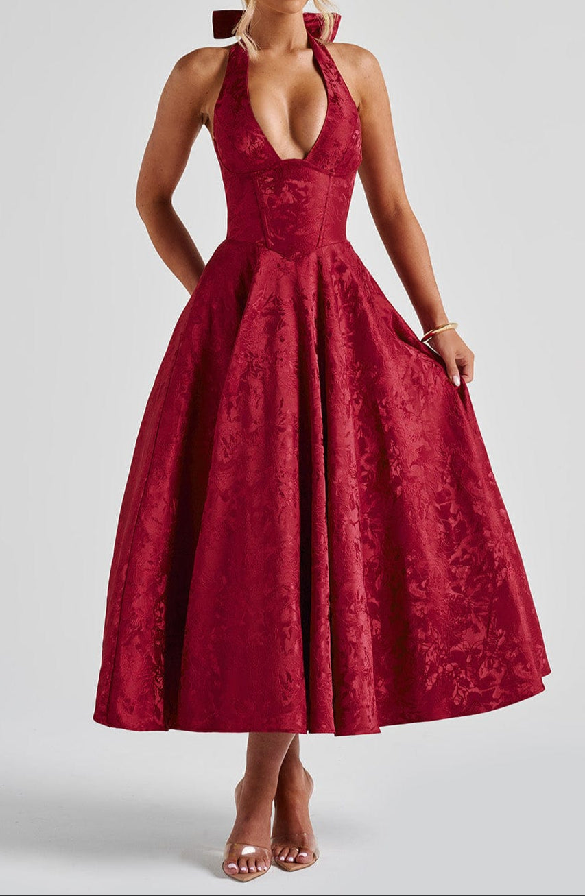 Damen Midikleid Trägerkleid Drapiert Beinschlitz