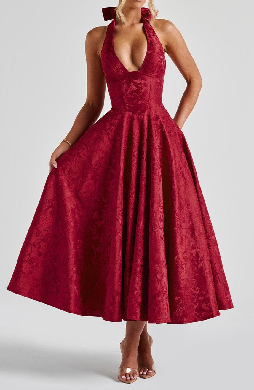 Damen Midikleid Trägerkleid Drapiert Beinschlitz
