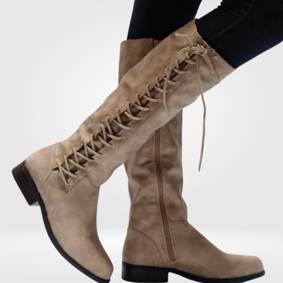 Damen Kniestiefel mit warmem Innenfutter und Blockabsatz