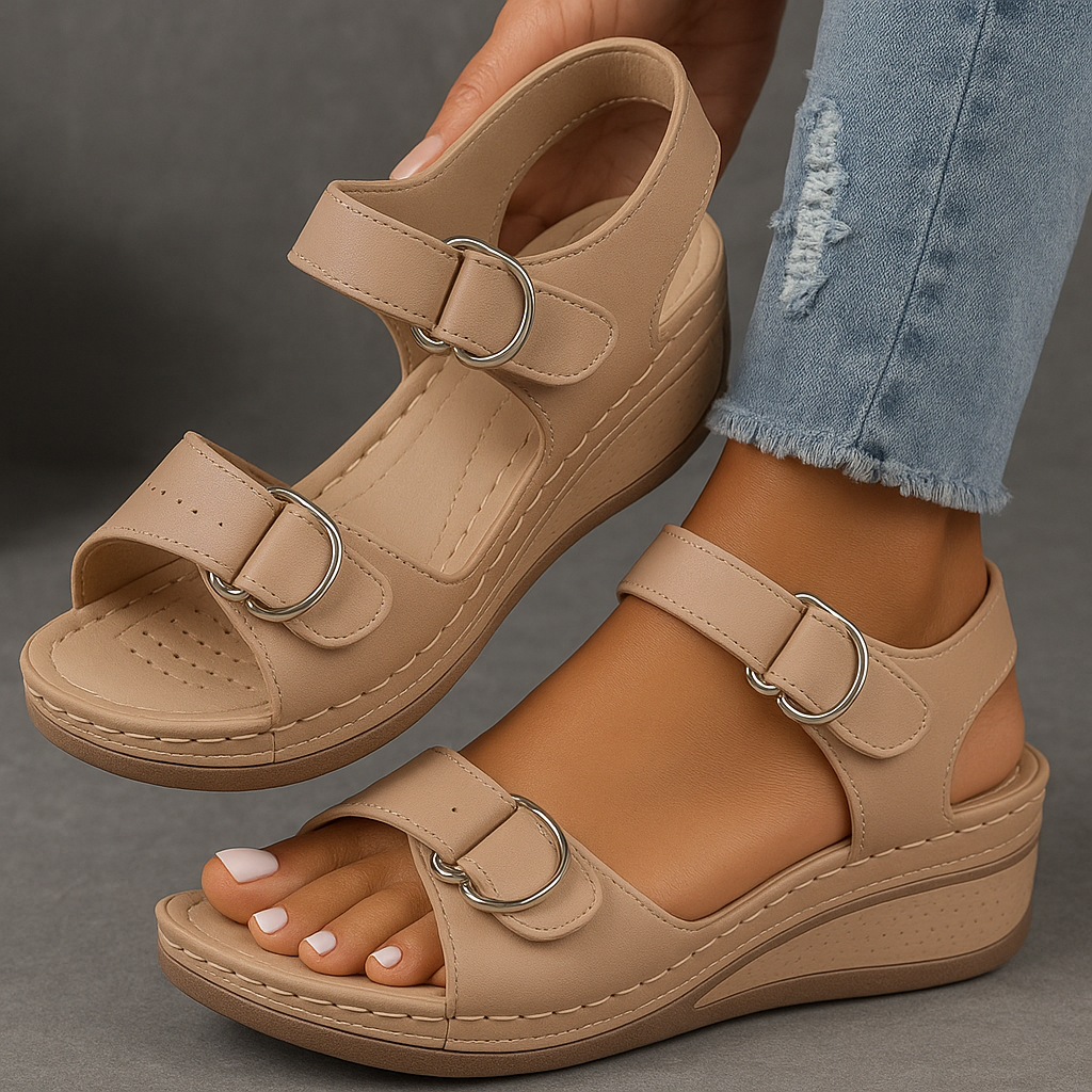 Damen orthopädische Ledersandalen mit Fußbett